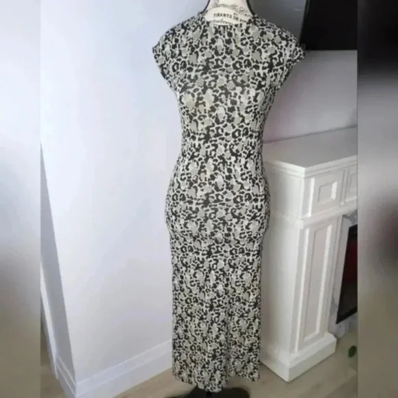 Zara Black and Cream Midi Dress - Picture 3 of 8